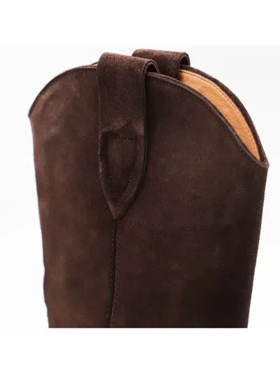 Isabel Marant Western Style Suede Ankle Boots With Stacked Heel