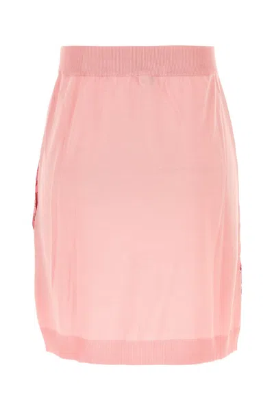 Etro Knit-trimmed Silk Mini Skirt In Pink