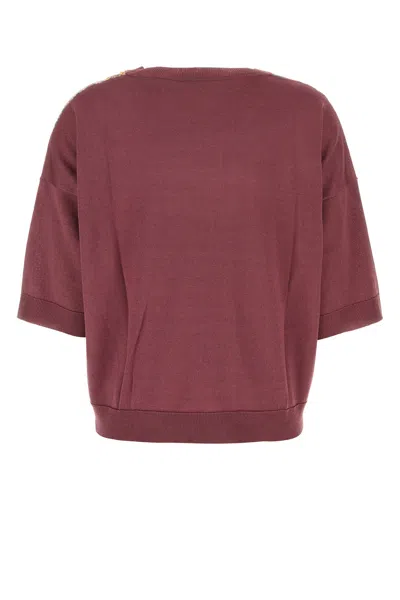 Etro Women Plum Cotton Blend Sweater In Brown