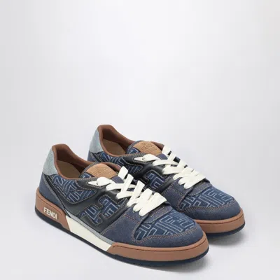 Fendi Match Denim Ff Embossed Sneakers Blue In Blue