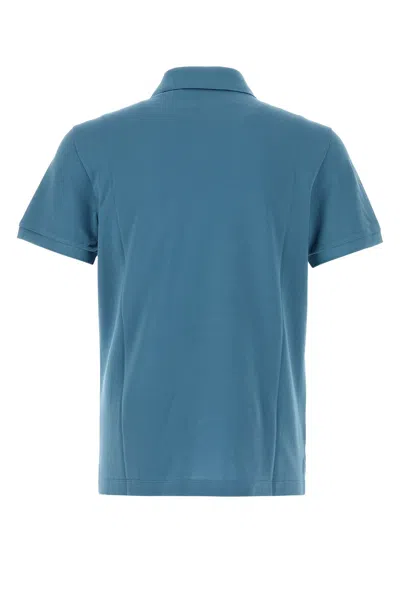 Fendi Piquet Polo Shirt With Collar And Short Sleeves In Blue