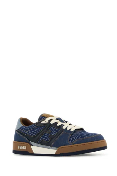 Fendi Match Denim Ff Embossed Sneakers Blue