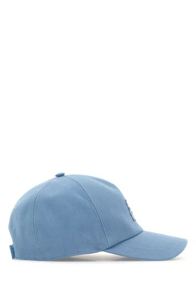 Fendi Men Light Blue Linen Blend Baseball Cap
