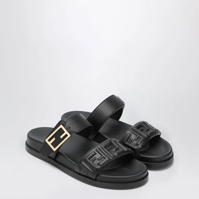 Fendi Nappa Leather Feel Double-band Slides Shoes