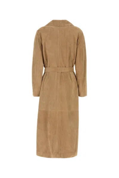 Fendi Suede Coat With Belted Waist And Lapel Collar