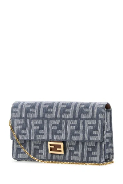 Fendi Women Embroidered Denim Wallet