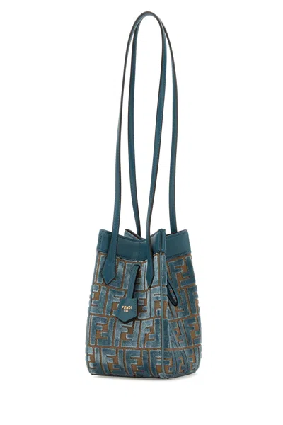 Fendi Women Embroidered Fabric Mini Origami Shoulder Bag