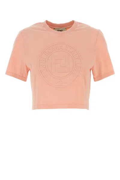 Fendi Women Pink Cotton T-shirt In Pink