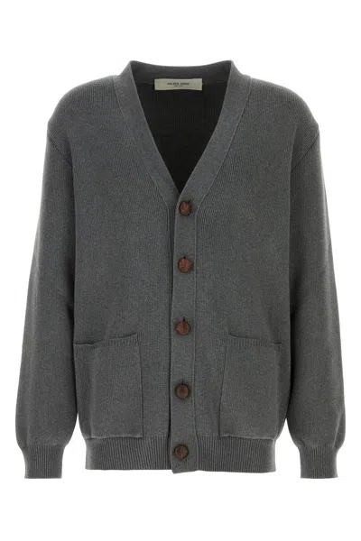 Golden Goose Cotton V-necked Cardigan In Gray