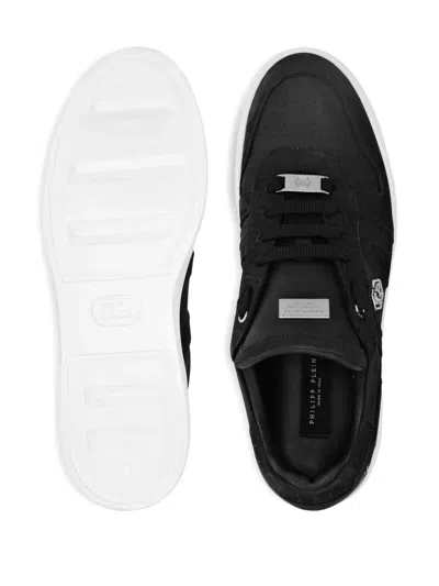 Philipp Plein Leather Low-top Sneakers In Black