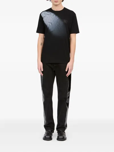 Mm6 Maison Margiela Mm6 By Maison Margiela Gradient Effect Black T-shirt With Subtle Graphic Print In Black