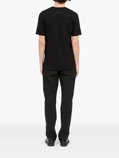 Mm6 Maison Margiela Mm6 By Maison Margiela Gradient Effect Black T-shirt With Subtle Graphic Print In Black