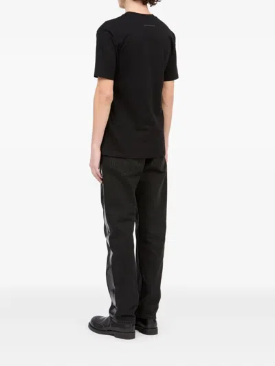 Mm6 Maison Margiela Mm6 By Maison Margiela Gradient Effect Black T-shirt With Subtle Graphic Print In Black