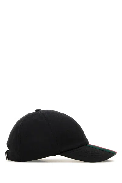 Gucci Men Black Gg Supreme Fabric Baseball Cap