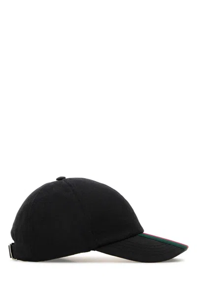 Gucci Men Black Gg Supreme Fabric Baseball Cap