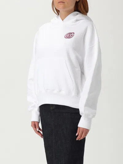 Gucci Cotton Sweatshirt With Hood And Kangaroo Pocket In White