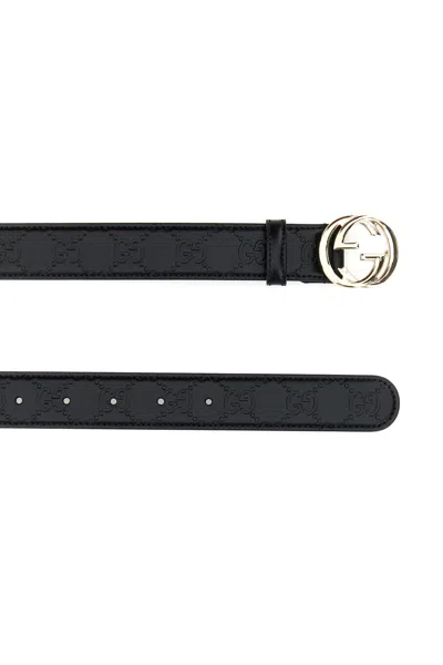 Gucci Women Black Leather  Blondie Belt