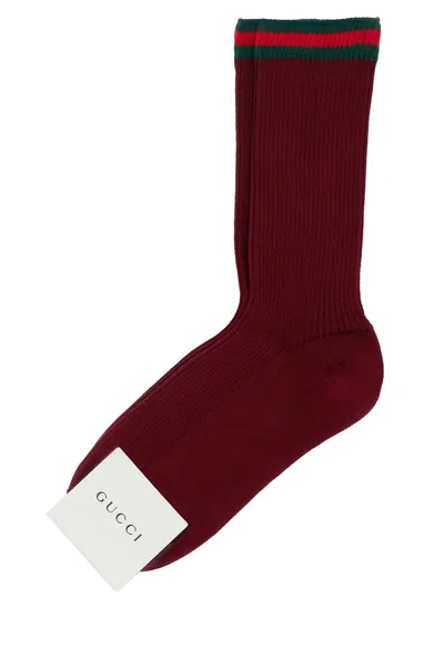 Gucci Women Burgundy Cotton Blend Socks