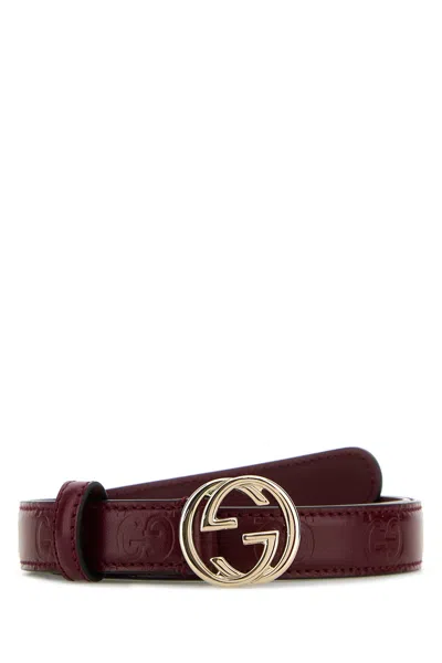 Gucci Women Burgundy Leather Belt