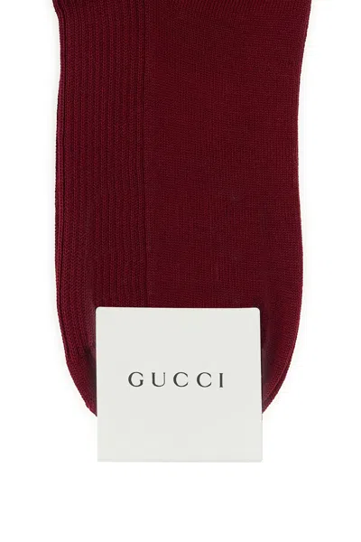 Gucci Women Burgundy Cotton Blend Socks