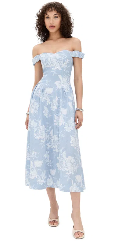 Reformation Monet Linen Dress Angelic In Blue