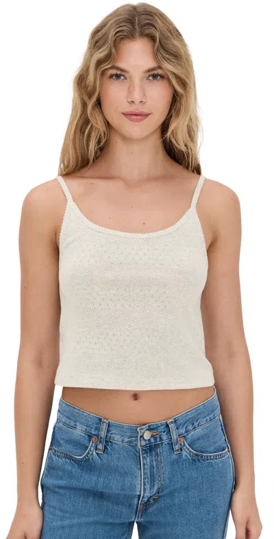 Re/done Pointelle Jolie Tank Heather Grey In White