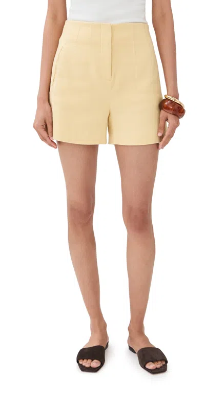 Veronica Beard Brit Stretch-linen Short In Chamomile In Yellow