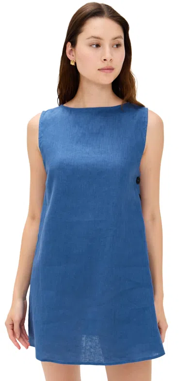 Vrg Grl Annabelle Linen Mini Dress Blue Blue
