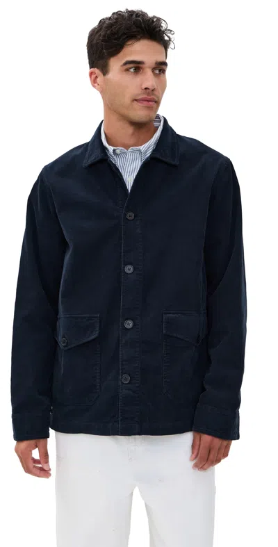 Officine Generale Ezel Garment Dye Cotton Corduroy Jacket Dark Navy In Blue