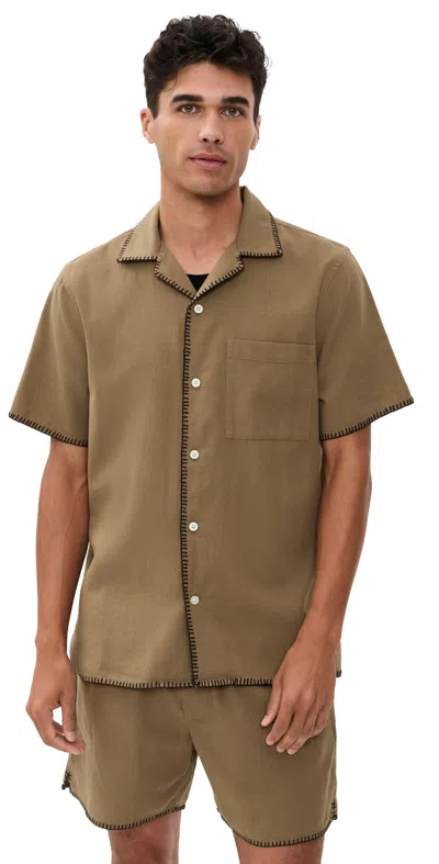 Madewell Easy Shirt Dobby Box Stitch Faded Birch In Brown
