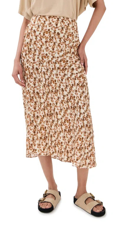Isabel Marant Lisanne Abstract-print Silk Midi Skirt In Neutral
