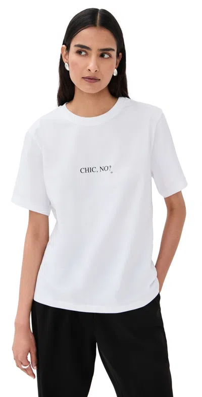 Victoria Beckham White Crewneck T-shirt With Slogan Print On The Front In Cotton Woman In White