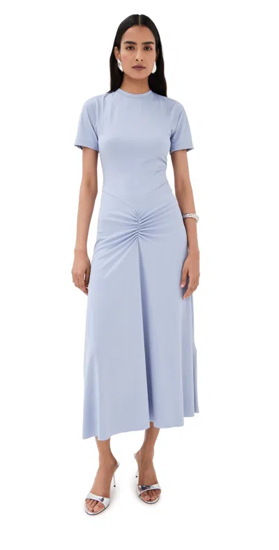 Victoria Beckham Gathered Waist T-shirt Midi Dress Delphinium