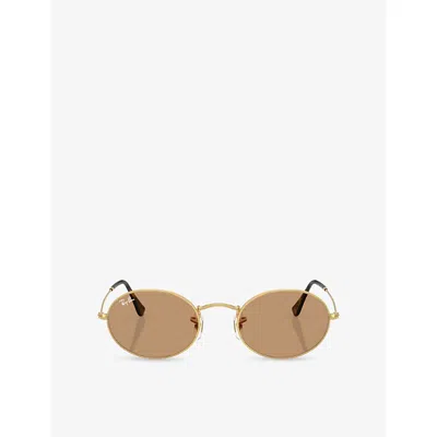 Ray Ban Womens Rb3547 Oval Metal Summer Capsule Oval-frame Metal Sunglasses Gold
