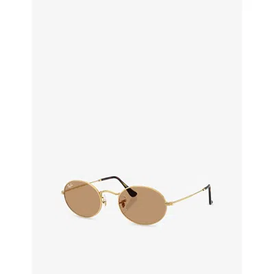 Ray Ban Womens Rb3547 Oval Metal Summer Capsule Oval-frame Metal Sunglasses Gold