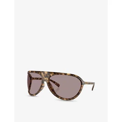 Miu Miu Womens Mu A01s Aviator-frame Acetate Sunglasses Brown