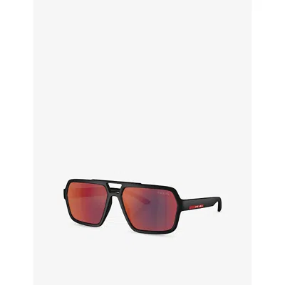 Prada Womens Ps A06s Pilot-frame Injected Sunglasses Black
