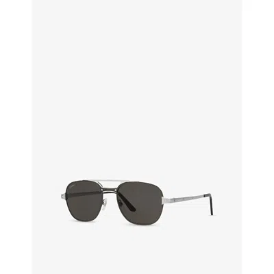 Cartier Womens Ct0477s Pilot-frame Metal Sunglasses Black
