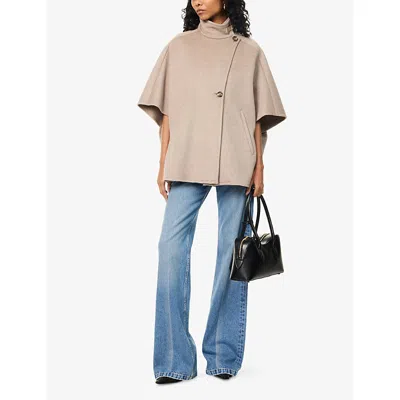 Max Mara Womens Derrik Funnel-neck Cashmere Cape Coat Beige In Neutral