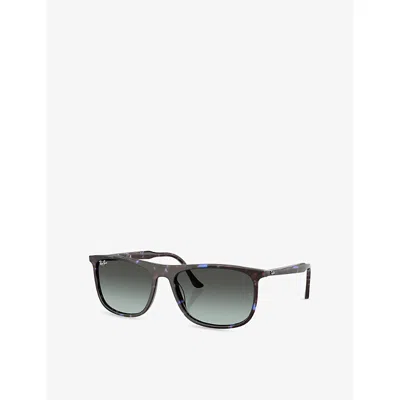 Ray Ban Womens Rb2216 Rectangle-frame Acetate Sunglasses Blue