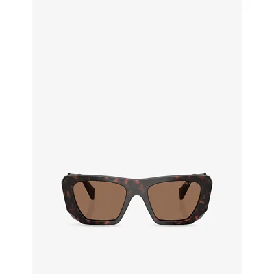Prada Womens Pr B18s Square-frame Acetate Sunglasses Brown