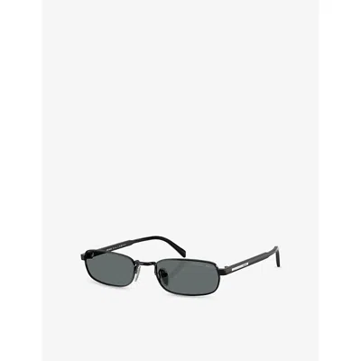 Prada Womens Pr B54s Rectangle-frame Metal Sunglasses Black