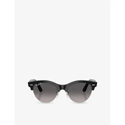 Ray Ban Womens Rb2341 Polarised Clubmaster Way Square-frame Propionate Sunglasses Black