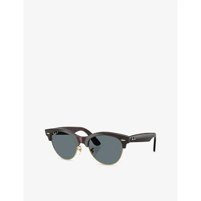 Ray Ban Womens Rb2341 Polarised Clubmaster Way Square-frame Propionate Sunglasses Brown