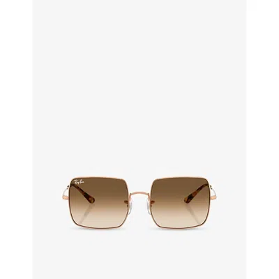 Ray Ban Womens Rb1971 Square 1971 Classic Square-frame Metal Sunglasses Gold