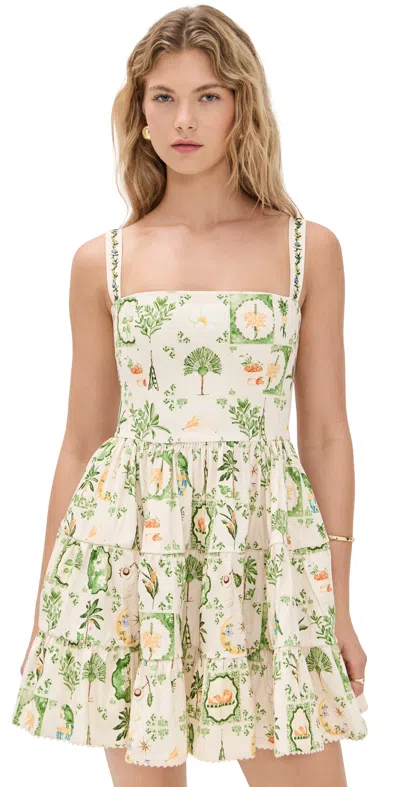 Agua By Agua Bendita Lima Tiered Printed Cotton-blend Mini Dress