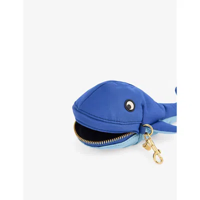 Anya Hindmarch Womens Whale Nylon Pouch Key Ring Blue