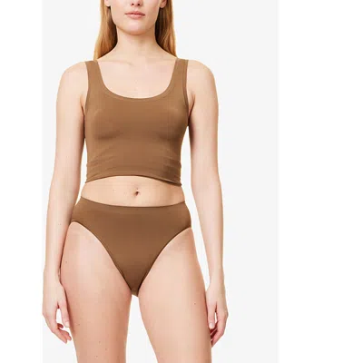 Hanro Womens Touch Feel Mid-rise Stretch-woven Briefs Mochaccino
