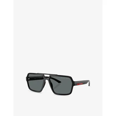 Prada Womens Ps A06s Polarised Pilot-frame Injected Sunglasses Black