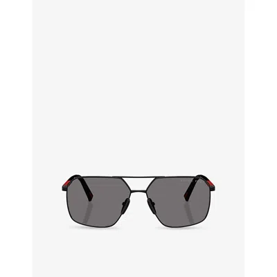 Prada Womens Ps A50s Polarised Irregular-frame Metal Sunglasses Black